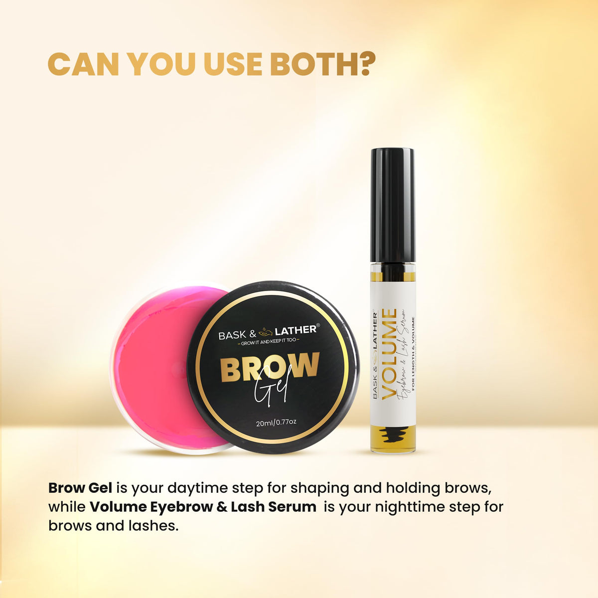 BASK & LATHER Stronghold 24-Hour Brow Gel – Clear Eyebrow Gel with Castor Oil, Argan Oil & Basil Leaf – Flake-Free, Waterproof, Smudge-Proof Eyebrow Setting for Thicker, Fuller Brows, 20mL