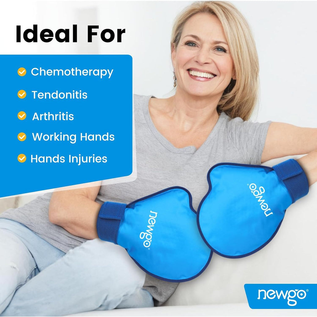 Buy now NEWGO Hand Ice Pack Golves for Pain Relief, FSA Eligible 2 Pack Cold Gloves for Chemotherapy Neuropathy, Ice Gloves for Hands Finger Injuries, Arthritis, Working Hands (Internal Length 8.7 Inches) at indiglob india