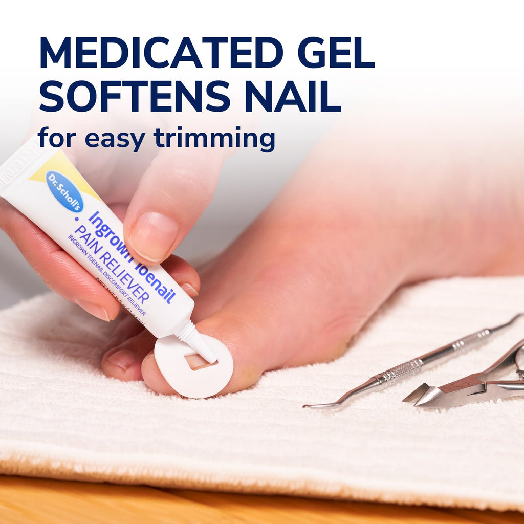 Dr. Scholl's INGROWN TOENAIL PAIN RELIEVER & TRIMMING KIT, 0.3 oz // Only OTC Treatment Proven to Relieve Ingrown Toenail Pain - Includes Medicated Gel + Foam Rings + Bandages + Clipper & Pusher Tools