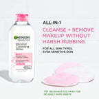 Buy now Garnier Micellar Cleansing Water, For All Skin Types, 13.5 fl oz + Micellar Cleansing Water, For Waterproof Makeup, 3.4 fl oz at indiglob india