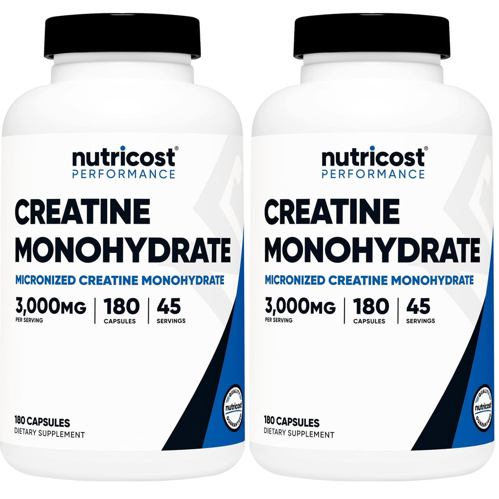 Nutricost Creatine Monohydrate 3,000mg, 180 Capsules (750mg Per Capsule) | Gluten Free, GMO-Free
