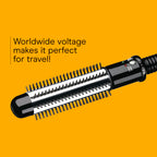 Conair Instant Heat Curling Iron Brush with 1-1/4 in Barrel, 25 Heat Settings, 30-Second Heat-Up, and Dual Voltage, Travel Ready Hair Styling Tool for Medium & Short Hair, Black, BC86N