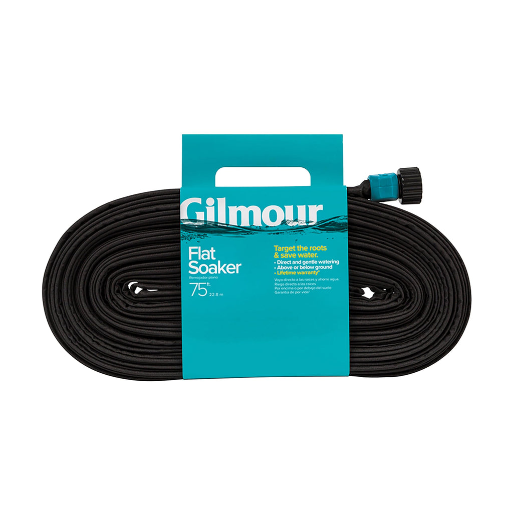 Gilmour 75' Black Flat Weeper Soaker Hose for Garden Beds, Drip Irrigation Outdoor Hose, Flexible Garden Hose for Vegetable Gardens, Flower Beds, Lawns, and Orchards