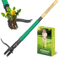 Weed Puller Tool with 2 Weed Eject Feature, 43.7in Stand Up Dandelion Remover Tool, Real Bamboo Handle and Metal 4 Claw & Foot Pedal, Heavy Duty Garden Weeder