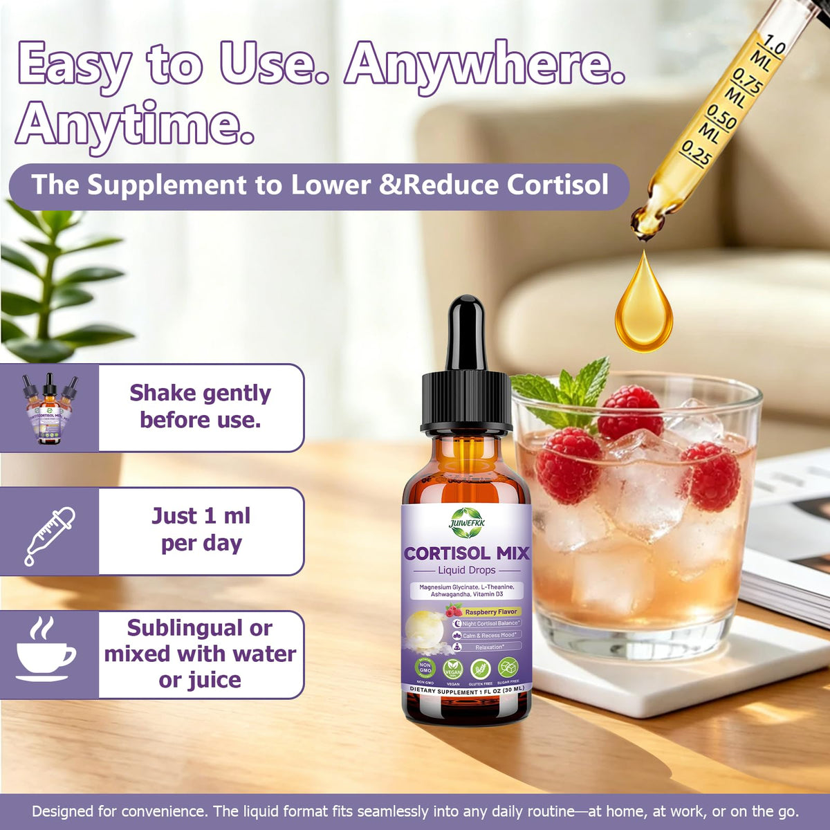 Cortisol Mix Liquid Drops 10-in-1 Cortisol Supplement for Women & Men