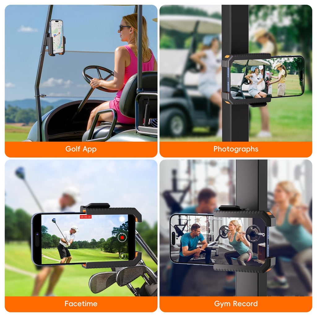 Magnetic Golf Cart Phone Holder, Powerful N52 Magnet Base, Fits EZGO, Club Car, Yamaha, Icon, Golf Cart Accessories Compatible with iPhone, Samsung, Xiaomi and All 4.5-7" Smartphones