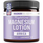 Magnum Solace Nighttime Magnesium Lotion with Arnica – Highly Concentrated Magnesium for Muscles & Joints – Apply to Legs or Feet Before Bed – Skin-Friendly