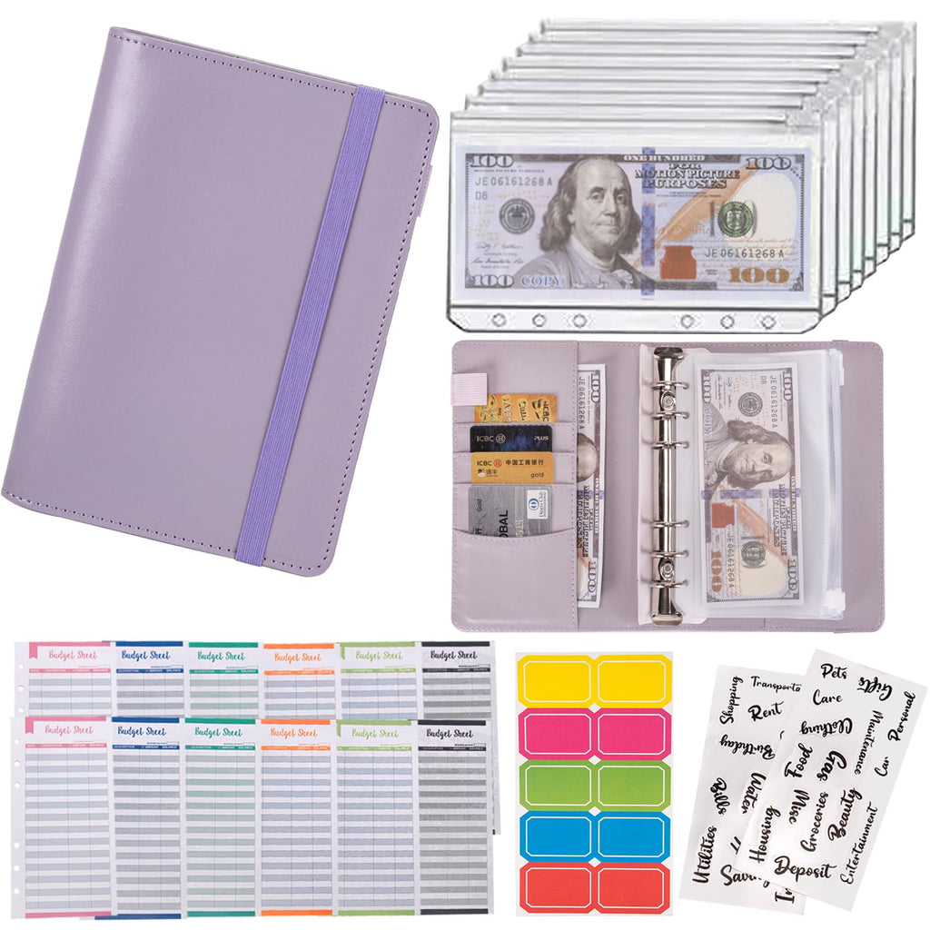 Buy now NICOOTHBudget Binder Cash Envelopes A6 Money Saving Binder with Zipper envelopes (Purple) at indiglob india