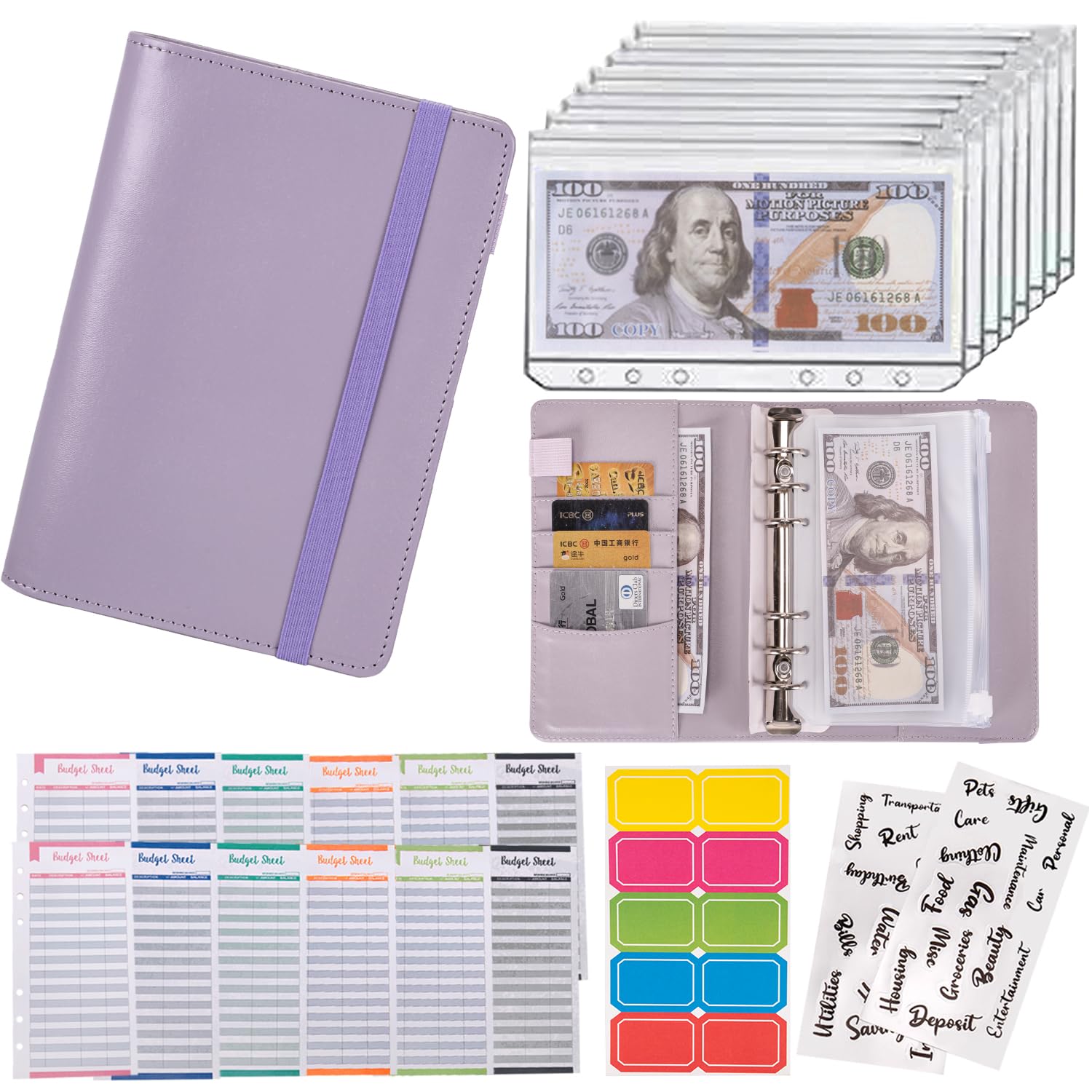Buy now NICOOTHBudget Binder Cash Envelopes A6 Money Saving Binder with Zipper envelopes (Purple) A6purple at indiglob india