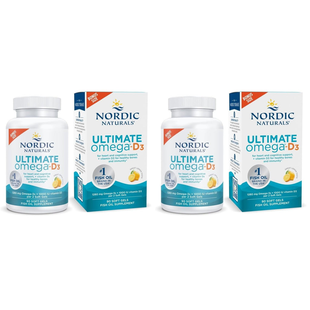 Nordic Naturals Ultimate Omega-D3,1280mg + 1000IU D3, Lemon - 45 Count | Omega-3 Fish Oil with EPA & DHA + Vitamin D3. Supports brain, heart & immune health. Lemon flavor. 45 servings. 2 per day.