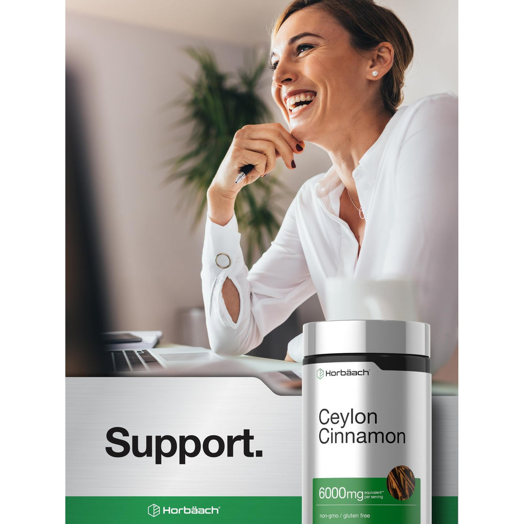 Horbäach Ceylon Cinnamon Supplement | 150 Capsules | Herbal Extract Pills | Non-GMO & Gluten Free