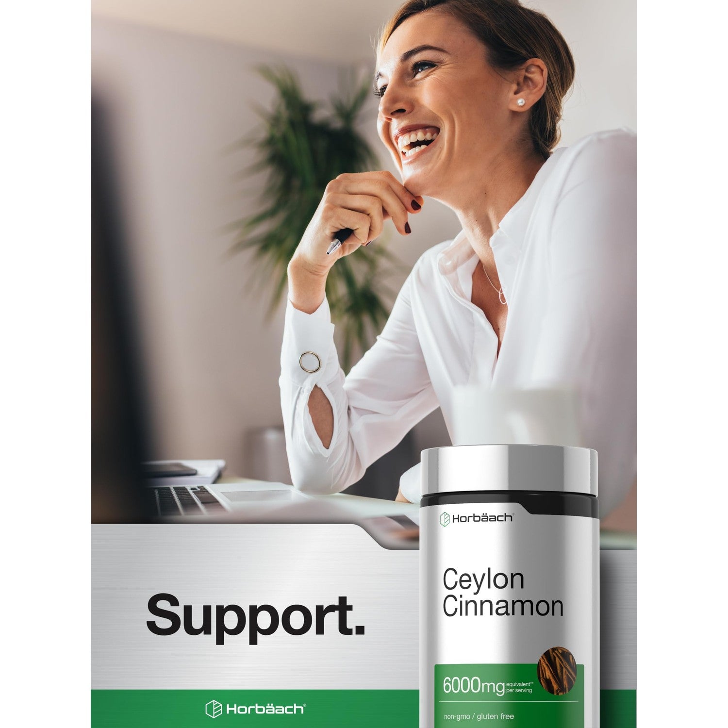 Horbäach Ceylon Cinnamon Supplement | 150 Capsules | Herbal Extract Pills | Non-GMO & Gluten Free