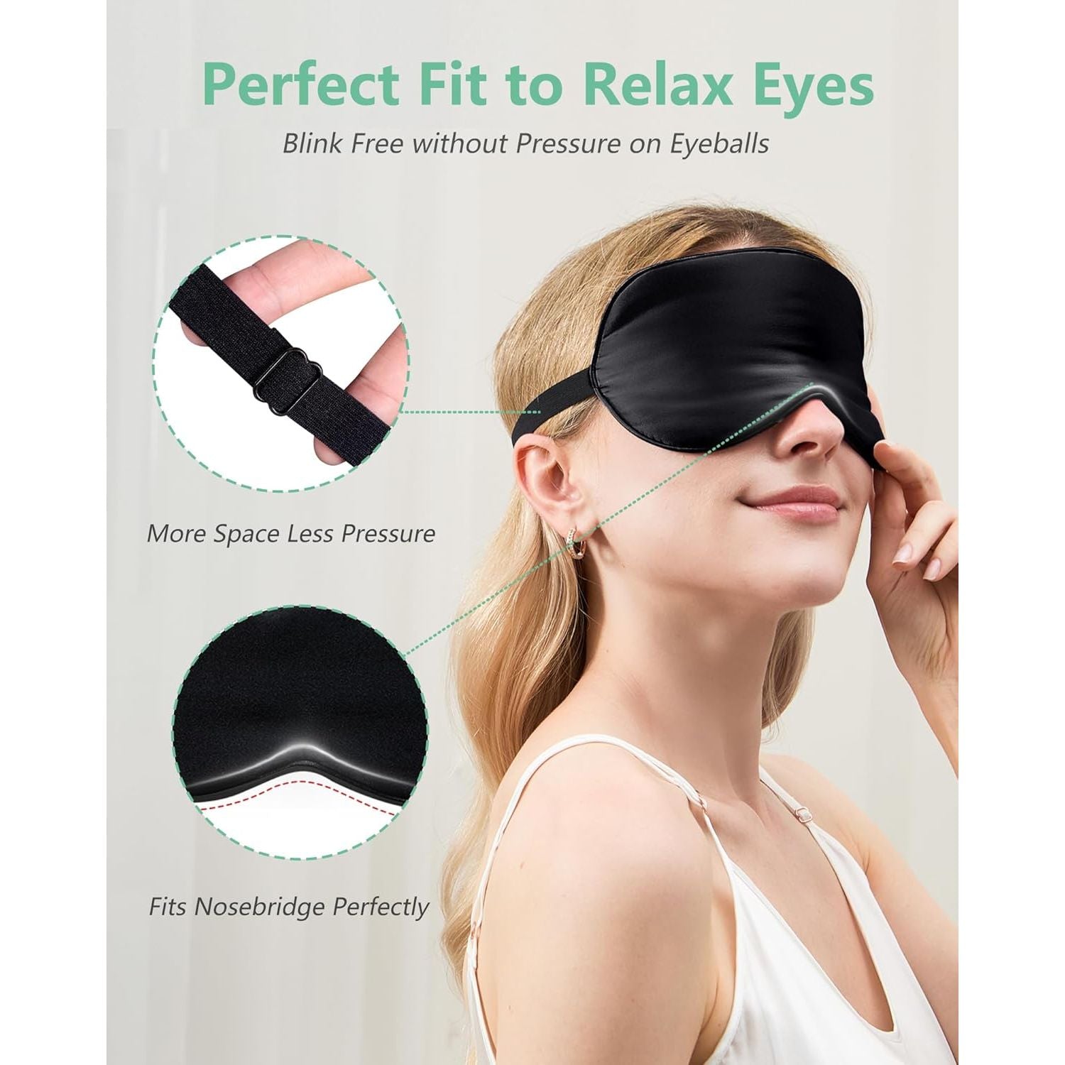 Buy now BeeVines Sleep Mask, 2 Pack 100% Real Natural Silk Eye Masks with Adjustable Strap for Sleeping, Mulberry Silk Eye Sleep Shade Cover, Blocks Light Reduces Puffy Eyes Traveling Gifts (Black & Black) at indiglob india