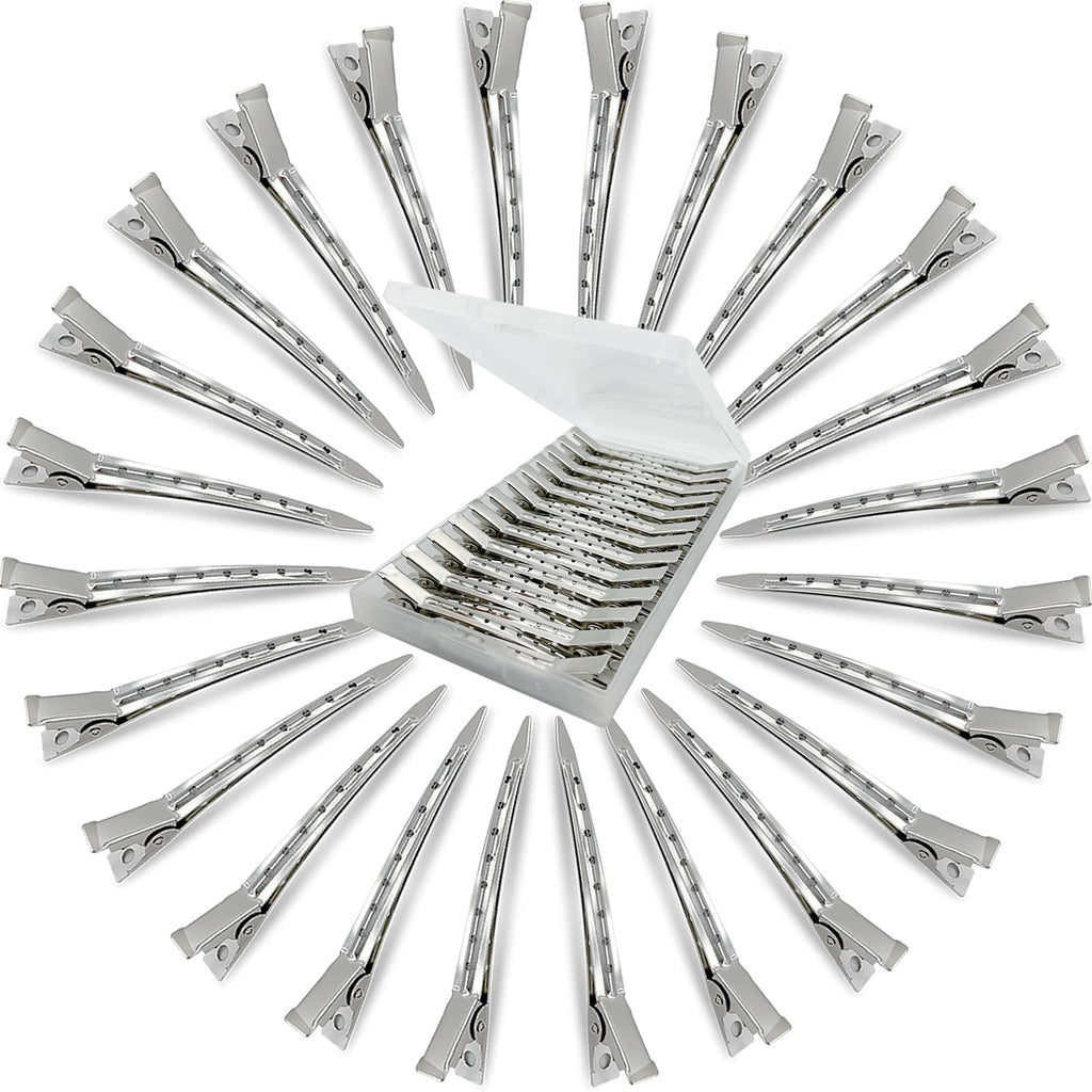 HiJeaton Metal Silver Loc Clips for Hair Retwist Dread Pin Curl Pro Styling | 90 Pcs Duck Bill Alligator Clips Nonslip Rustproof Strong Grip for Thick Hair, Sectioning Rollers Salon Bows Small Single DIY