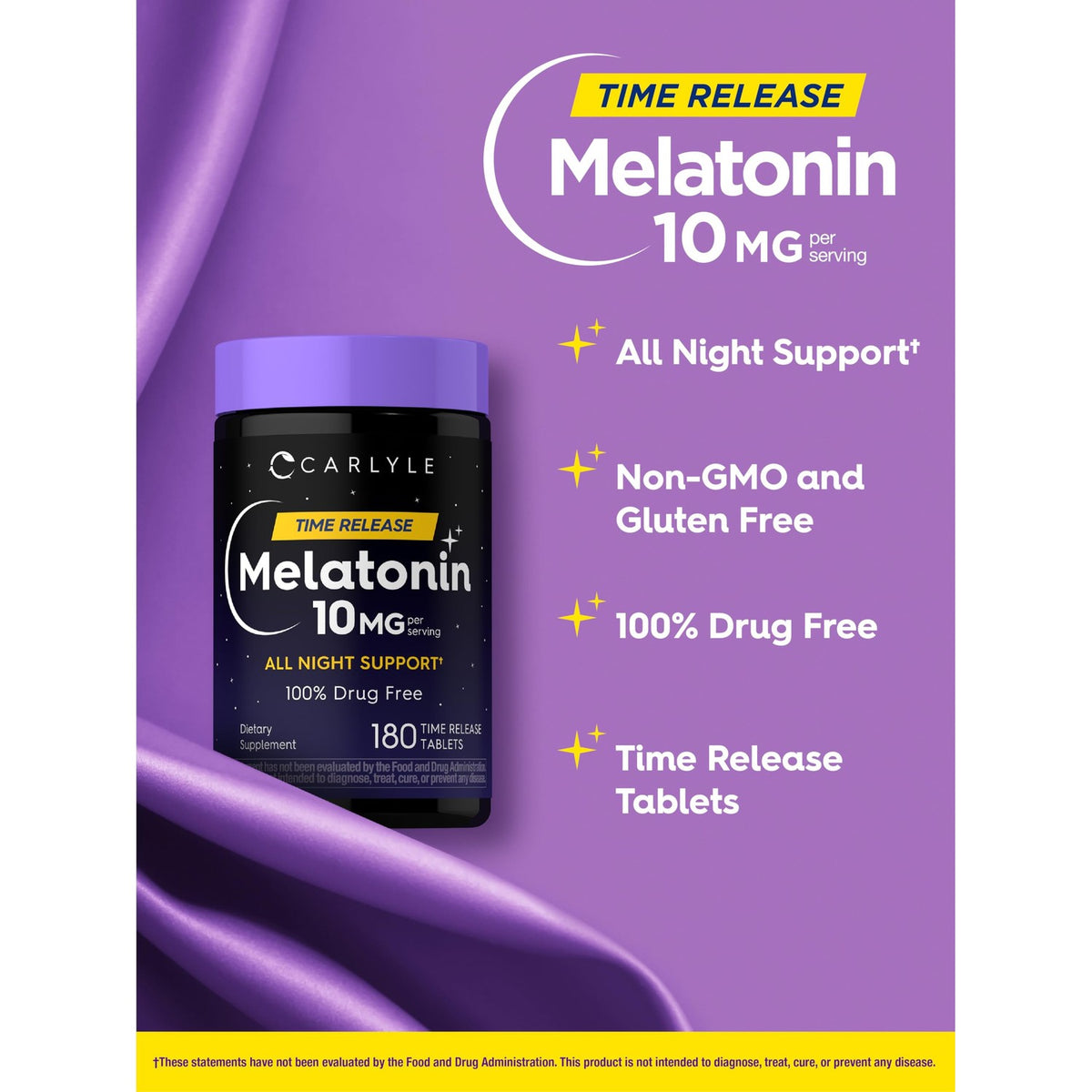 Carlyle Melatonin 10mg | 180 Time Release Tablets | All Night Support