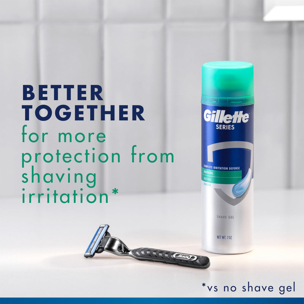 Gillette Series 3X Action Shave Gel, Sensitive Twin Pack, 7 Oz (Pack of 2)