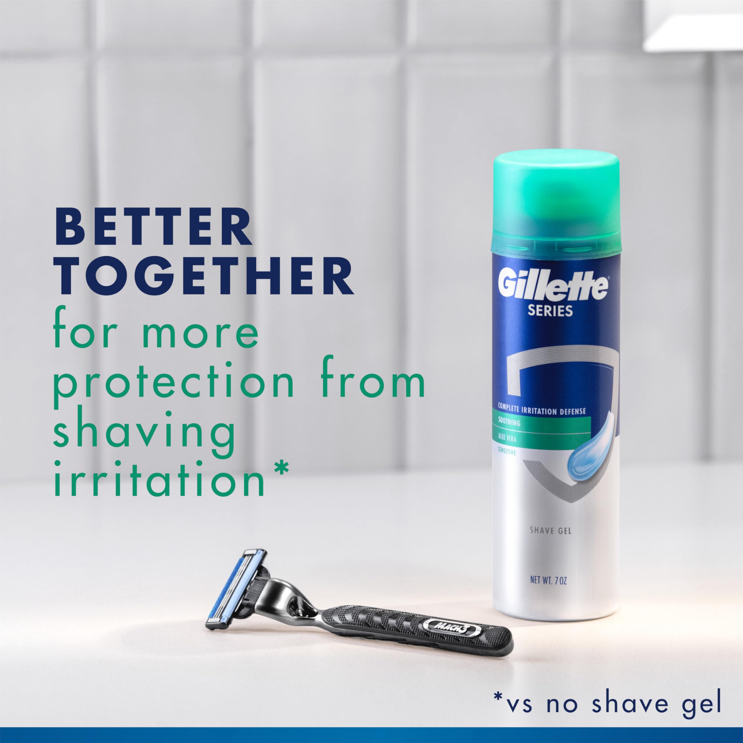 Gillette Series 3X Action Shave Gel, Sensitive Twin Pack, 7 Oz (Pack of 2)