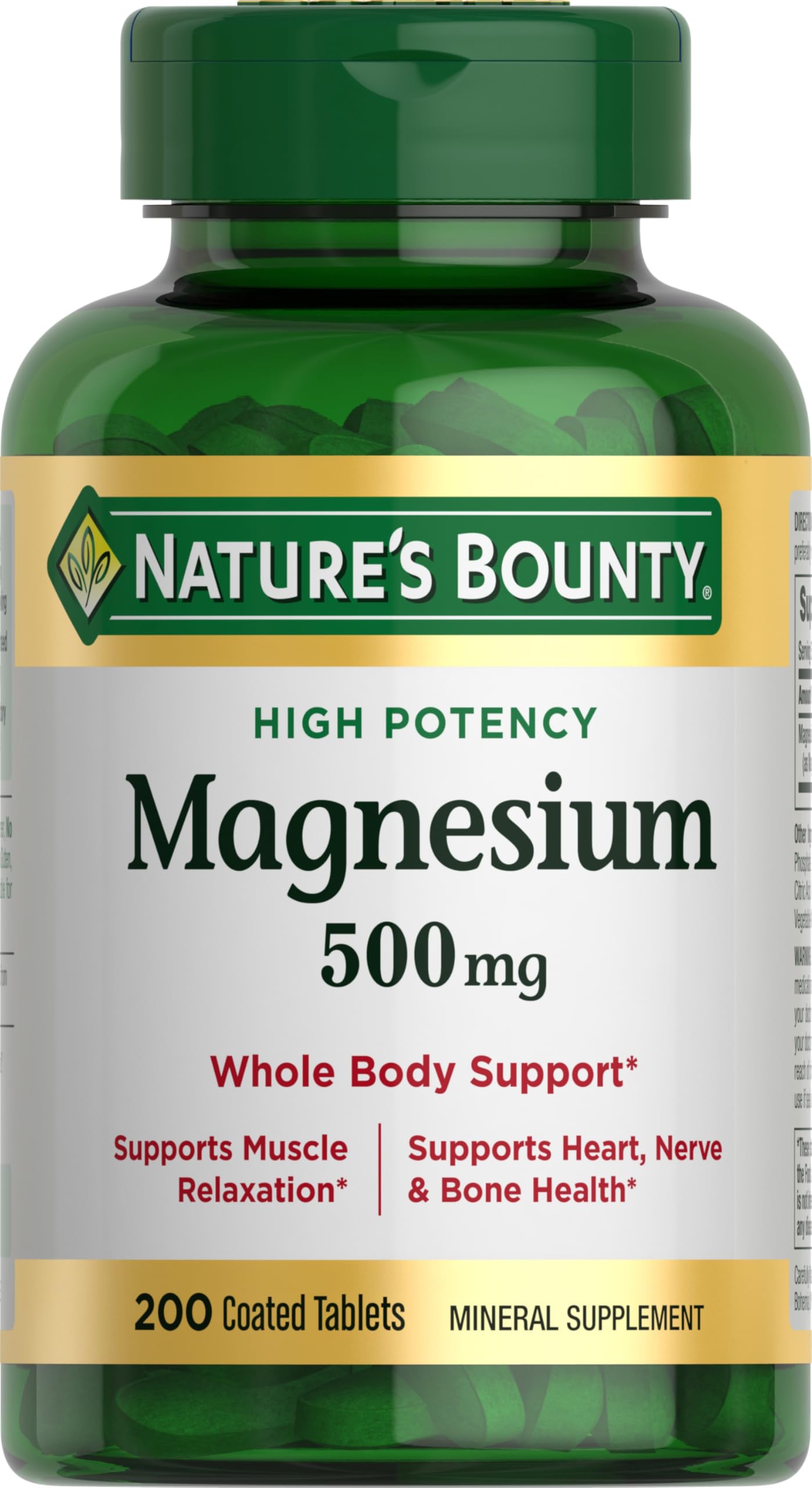 Buy now Nature's Bounty Magnesium 500 mg Tablets, High Potency Magnesium Supplement for Bone & Muscle Health, Whole Body Support, 200 Count (Pack of 1) at indiglob india