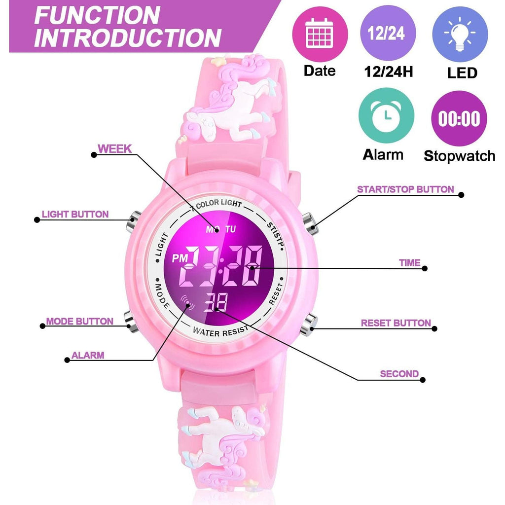 Buy now Waterproof LED Kids Watches with Alarm - Kids Toys Gifts for Girls Age 3-10 at indiglob india