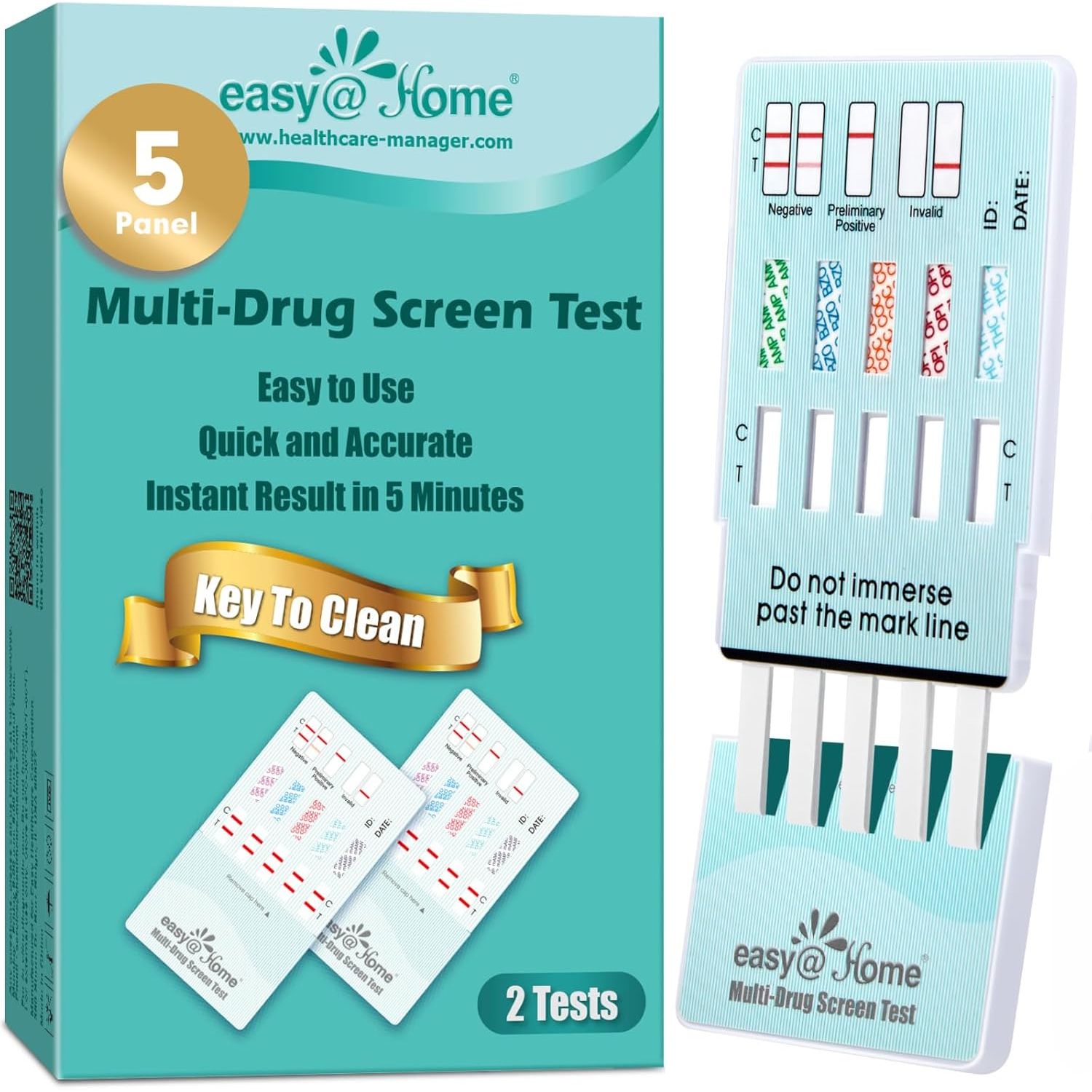 Buy now Easy@Home 5 Panel Urine Drug Test Kit [5 Pack] - THC/Marijuana, Cocaine, OPI/Opiates, AMP, BZO All Drugs Testing Strips in One Kit - at Home Use Screening Test with Results in 5 Mins #EDOAP-754 2 Count (Pack of 1) at indiglob india
