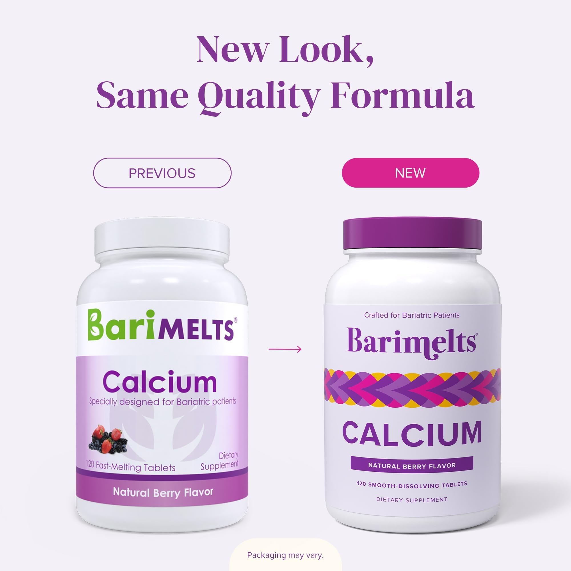 BariMelts Calcium, 240 Tablets, Natural Berry Flavor | Smooth-Dissolving Bariatric Calcium for Women, Supports Bone Health & Strength