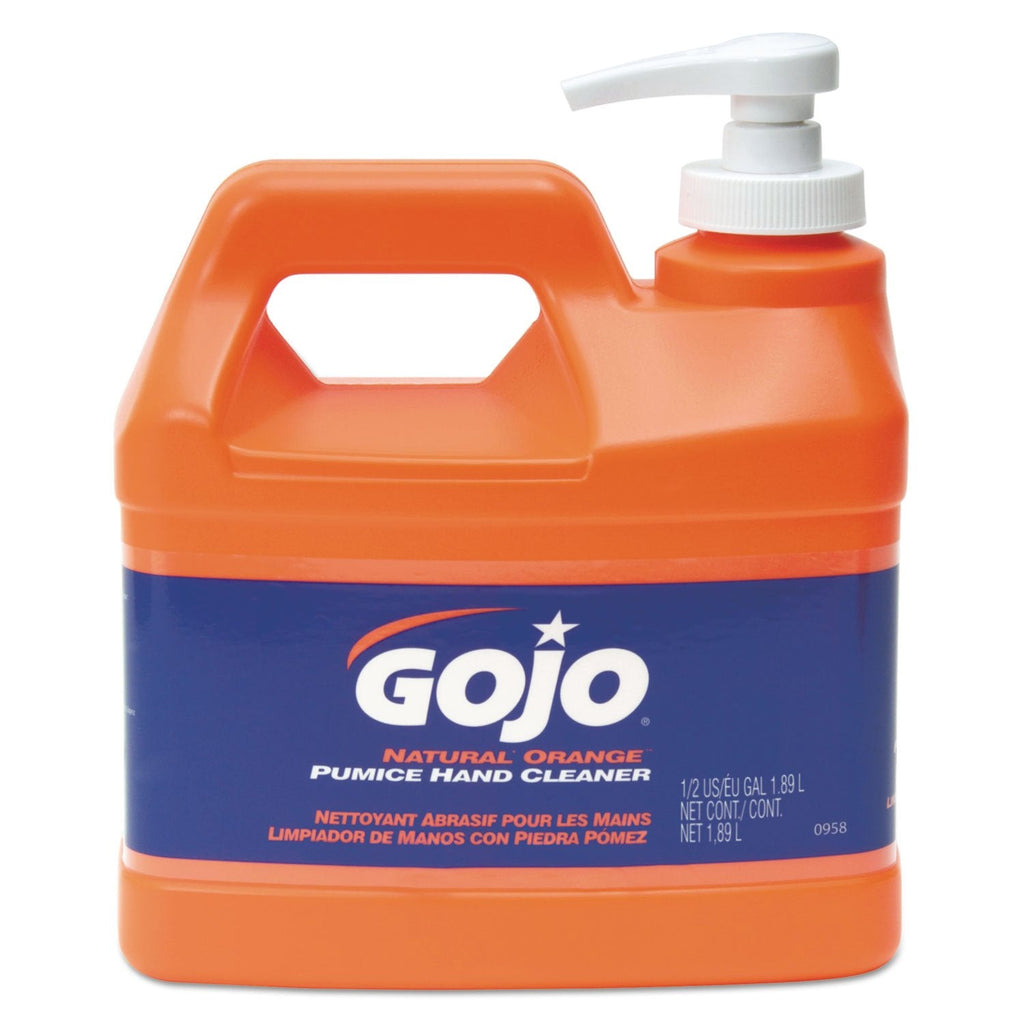 Buy now GOJO 095804 NATURAL ORANGE Pumice Hand Cleaner, Citrus, 0.5 gal Pump Bottle, 4/Carton at indiglob india