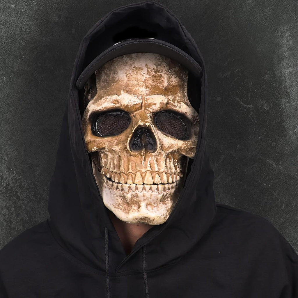 Buy now CosTribe Creepy Full Head Skull Mask with Moving Jaw Halloween Scary Latex Helmet for Cosplay Party Props at indiglob india