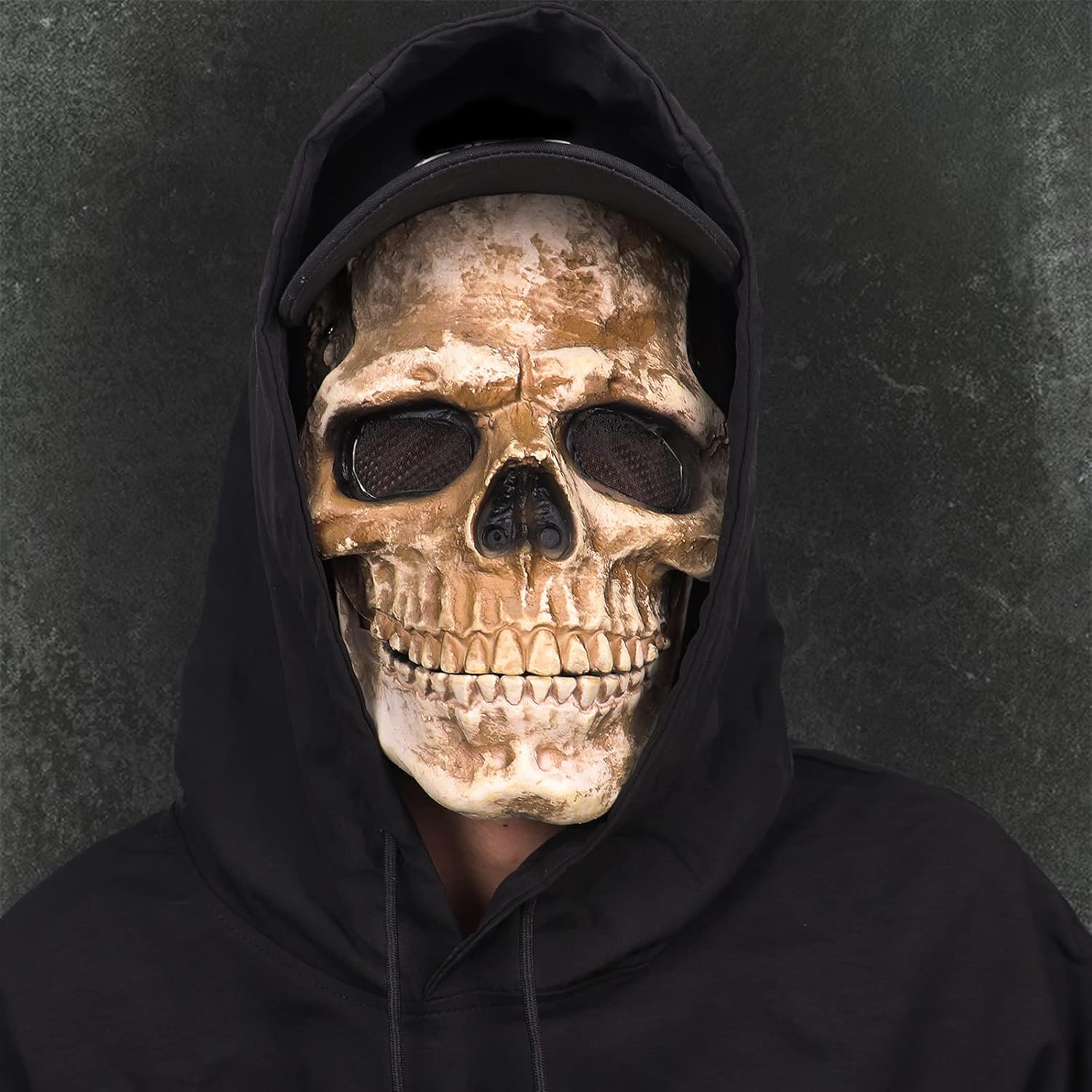 Buy now CosTribe Creepy Full Head Skull Mask with Moving Jaw Halloween Scary Latex Helmet for Cosplay Party Props at indiglob india