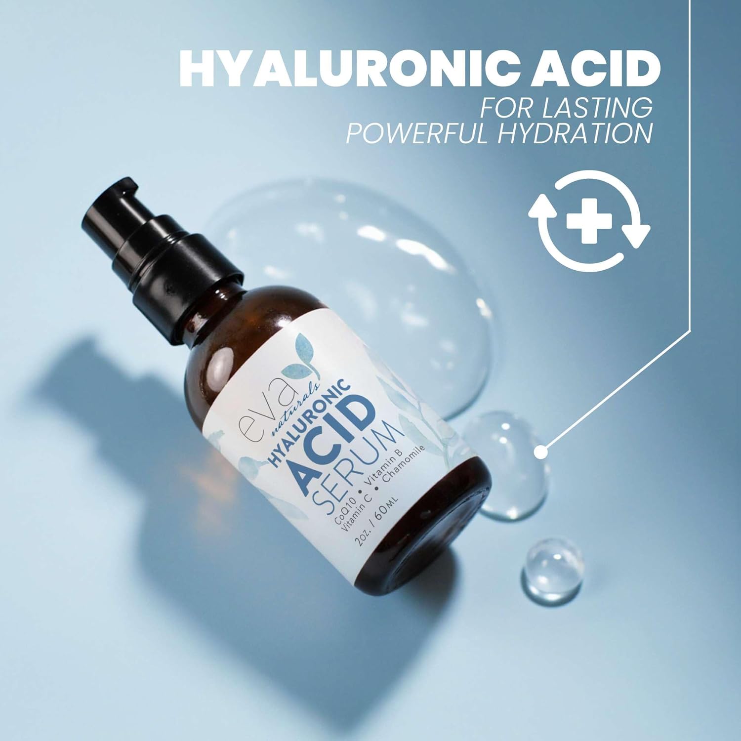 Buy now Eva Naturals Hyaluronic Acid Serum for Face â€“ Pure Facial Gel with Natural Moisturizing Factors + HA â€“ Anti-Aging Face Serum for Wrinkles, Fine Lines, Dry Skin, Lifted Glow â€“ 2 oz at indiglob india