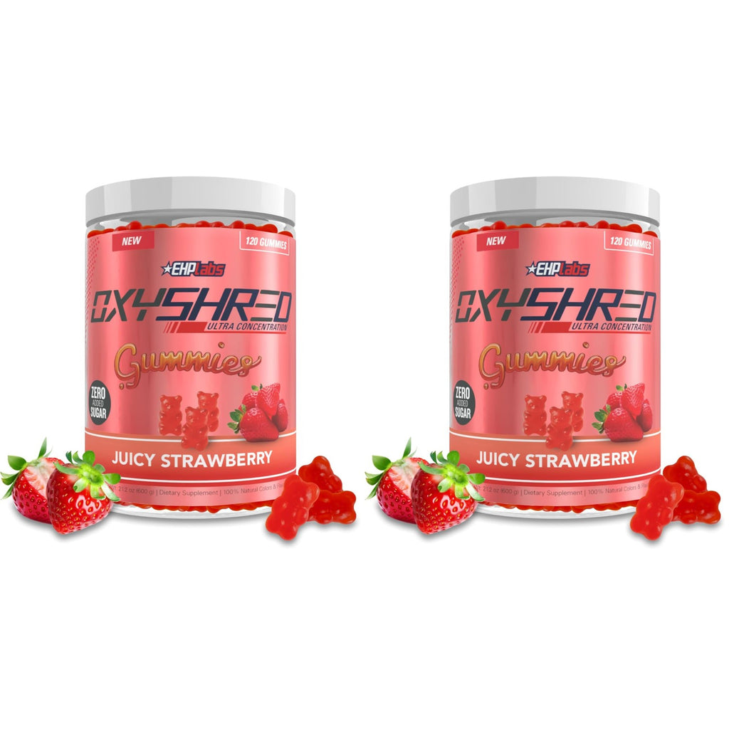 EHP Labs OxyShred Pre Workout Energy Gummies, Strawberry, 60 Servings | 100mg Natural Caffeine, 1000mg L-Carnitine, Vegan & Halal Friendly, No Artificial Colors, Zero Aspartame, HPLC Tested