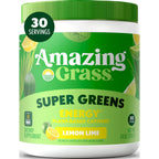 Amazing Grass Super Greens Powder Energy Lemon Lime, 30 Servings | Organic Energy Greens Powder with Plant-Based Caffeine, Yerba Mate & Green Tea Leaf for Sustained Energy & Focus