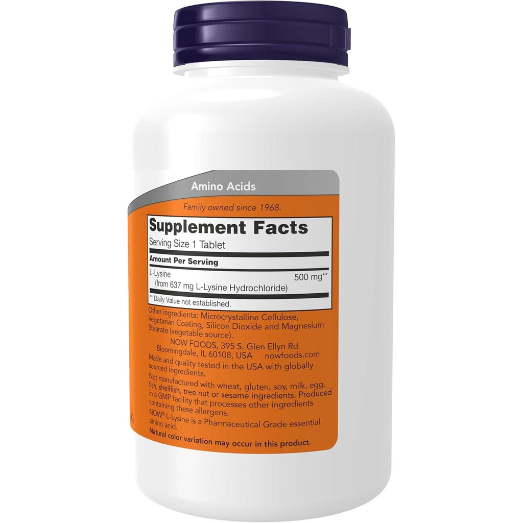 Buy now NOW Supplements, L-Lysine (L-Lysine Hydrochloride) 500 mg, Amino Acid, 250 Tablets at indiglob india
