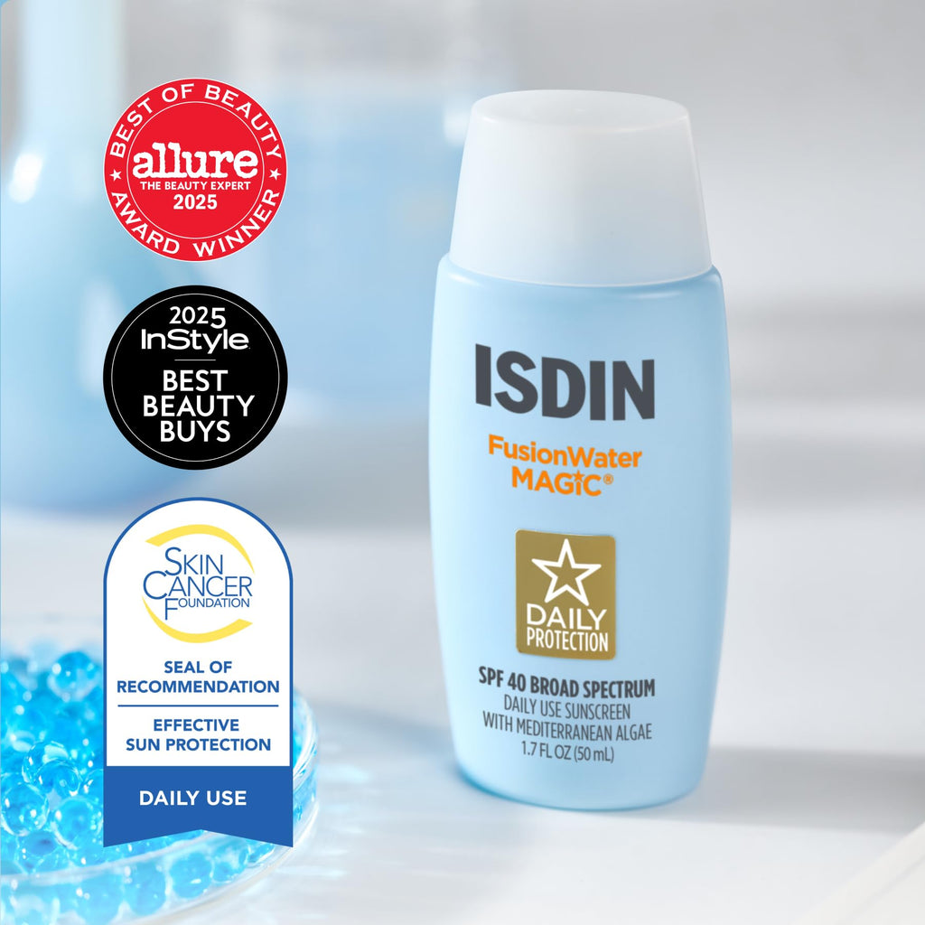 ISDIN Fusion Water MAGIC Lightweight Clear Face Sunscreen SPF 40 | Daily Use, Hyaluronic Acid, Vitamin E, Fast Absorbing, No Greasy Residue, Non-comedogenic, Dermatologist Recommended