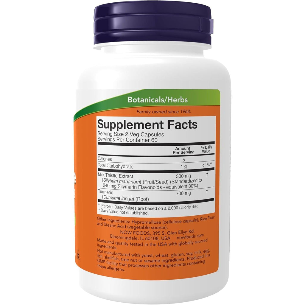 Buy now NOW Foods Supplements, Silymarin Milk Thistle Extract 150 mg with Turmeric, Supports Liver Function*, 120 Veg Capsules at indiglob india