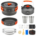 THTYBROS 17pcs Camping Cookware Mess Kit,for Camping,Backpacking,Picnic