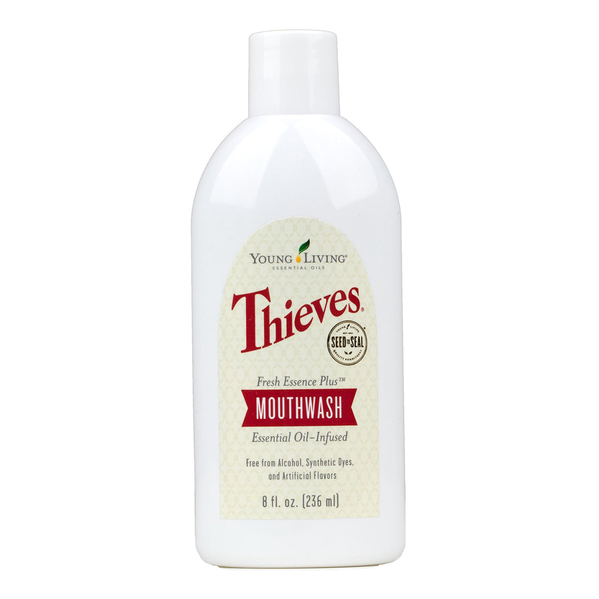 Young Living Thieves Fresh Essence Plus Mouthwash | 8 fl oz | Alcohol-Free and Fluoride-Free | Enhanced with Essential Oils | Peppermint, Rosemary, Lemon, & Cinnamon Oils