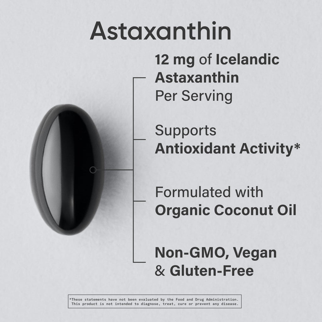Sports Research® Vegan Astaxanthin 12mg w/Organic Coconut Oil, 60 Count | Plant-Based Antioxidant Supplement for Skin & Eye Health Support | Soy-Free, Non-GMO, Gluten-Free
