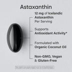 Sports Research® Vegan Astaxanthin 12mg w/Organic Coconut Oil, 60 Count | Plant-Based Antioxidant Supplement for Skin & Eye Health Support | Soy-Free, Non-GMO, Gluten-Free