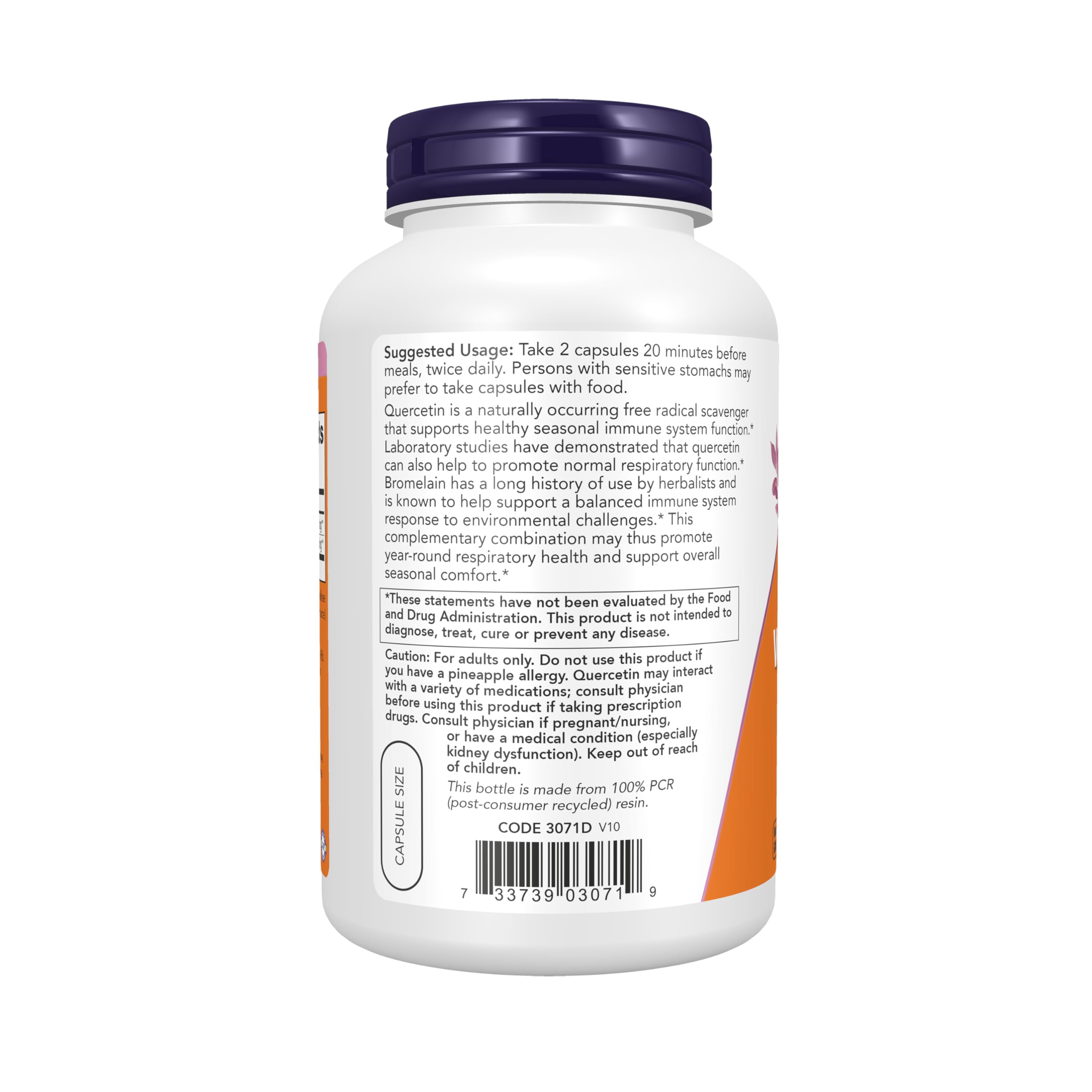 NOW Foods Supplements, Quercetin with Bromelain, Balanced Immune System*, 240 Veg Capsules