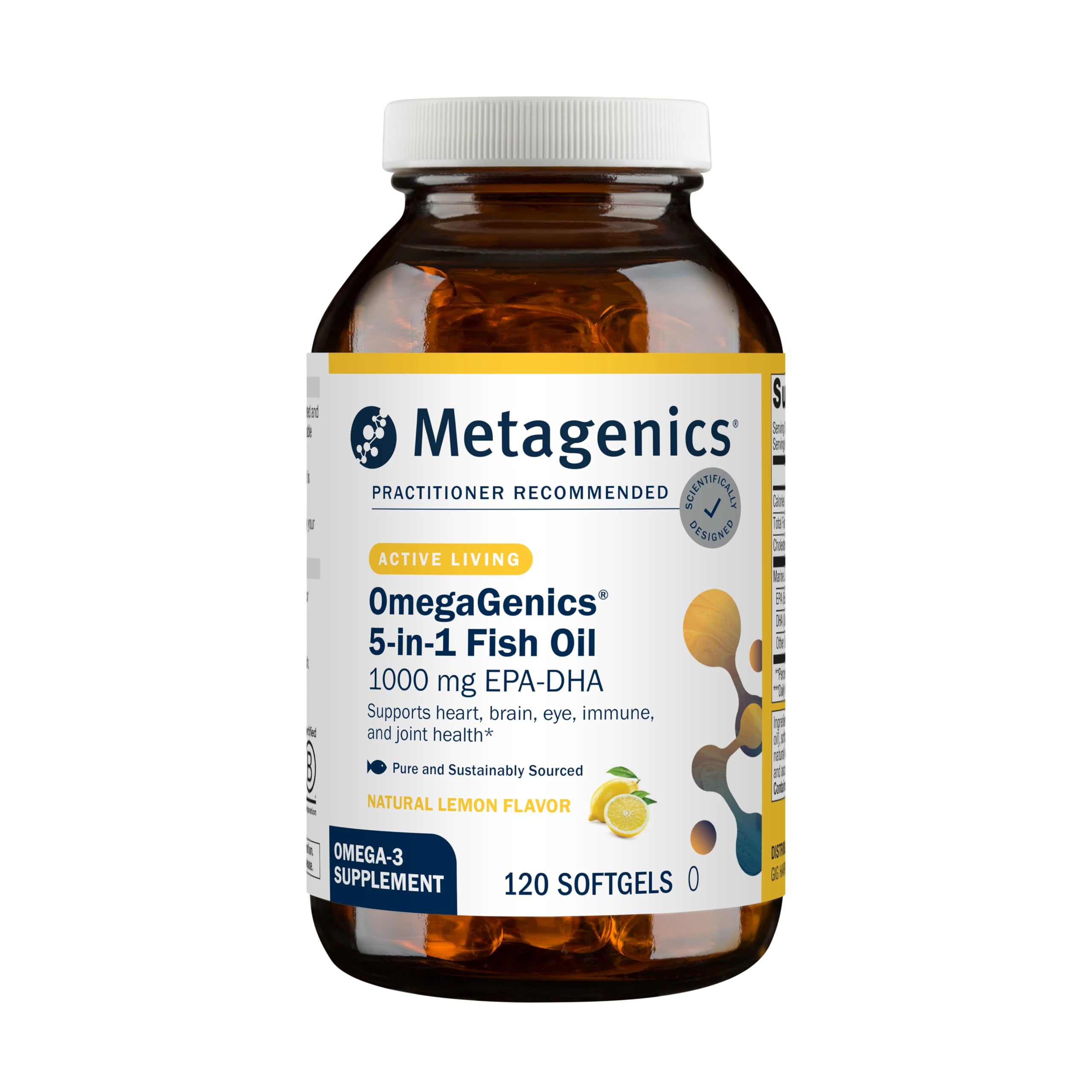 Metagenics OmegaGenics Omega-3 Fish Oil 1000mg EPA DHA, 60 Softgels | High Potency Omega-3 Supplement for Heart, Brain and Joint Health, Sustainably Sourced Fish Oil, 1000mg EPA and DHA