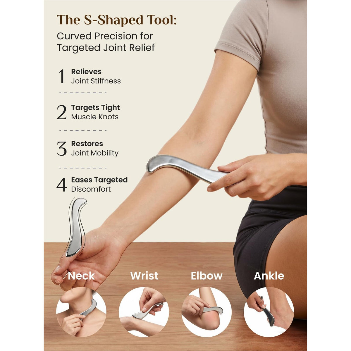 Rena Chris Muscle Scraper Tool Set, Stainless Steel Body Gua Sha for Physical Therapy, Deep Tissue Massage & Lymphatic Drainage, Travel Pouch & Guide Included (3-Piece Kit)
