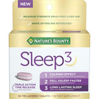 Nature's Bounty Sleep3 Melatonin 10mg, 60 Tri-Layered Tablets | Maximum Strength 100% Drug Free Sleep Aid, Dietary Supplement, L-Theanine & Nighttime Herbal Blend Time Release Technology
