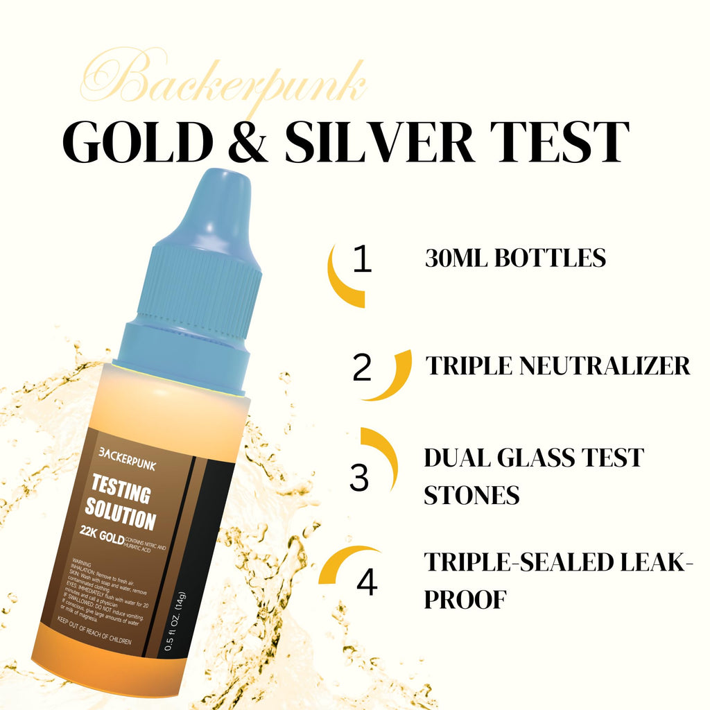 Gold, Silver Testing Kit, 10k, 14K, 18K, 22K, Silver, Platinum Solutions