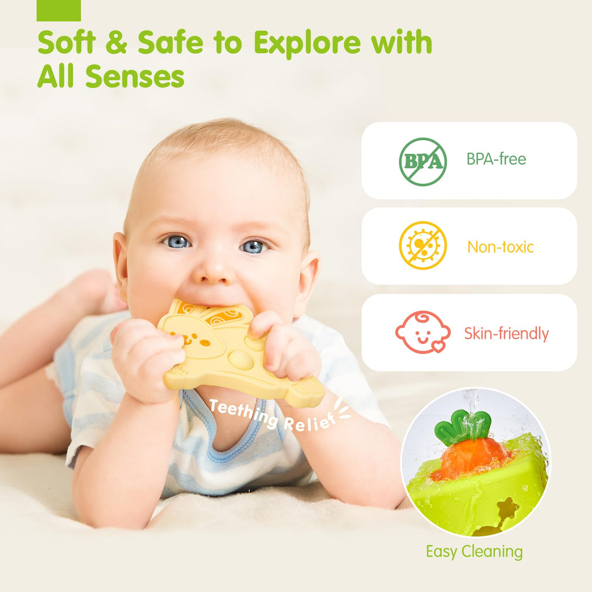 hahaland Silicone Baby Tissue Box Toy - Montessori Baby Toys 6-12 Months
