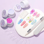 MIZHSE 3D Sculpting Gel set with colorful gel pots, nail tips, and application tools for creative nail art designs.