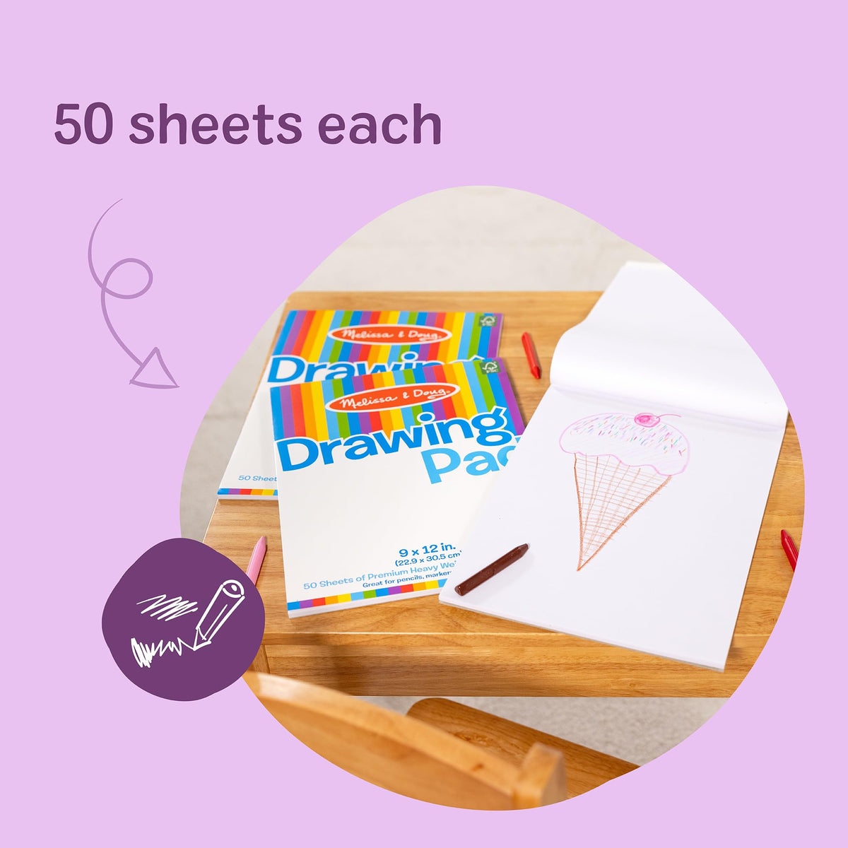 Melissa & Doug 9x12 Drawing Paper Pad 3-Pack