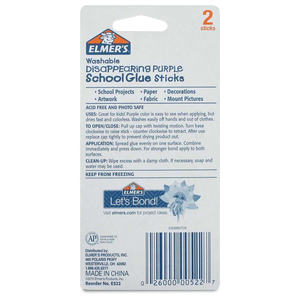 Elmer's Disappearing Purple School Glue Sticks, 0.21 oz, 4 Count