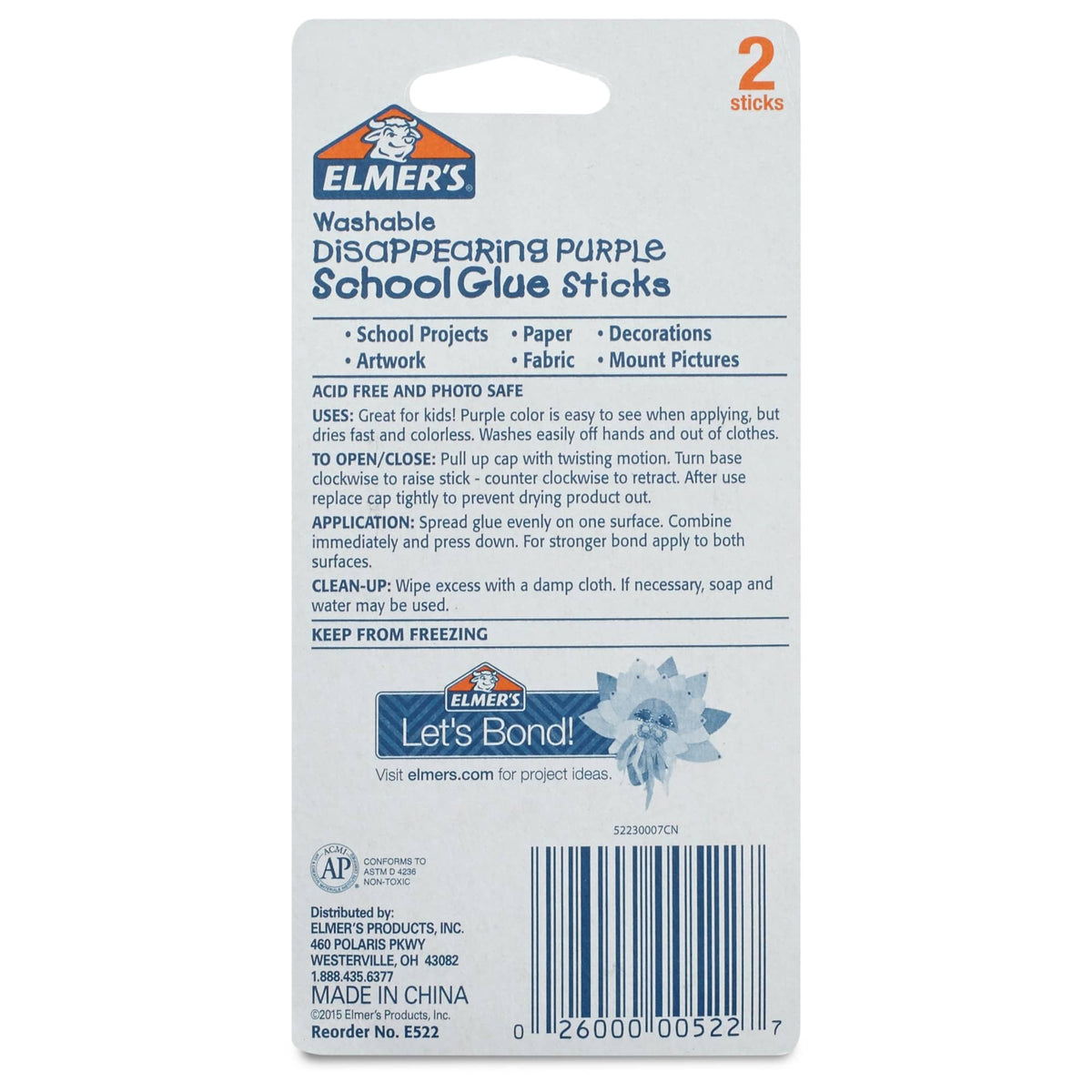 Elmer's Disappearing Purple School Glue Sticks, 0.21 oz, 4 Count