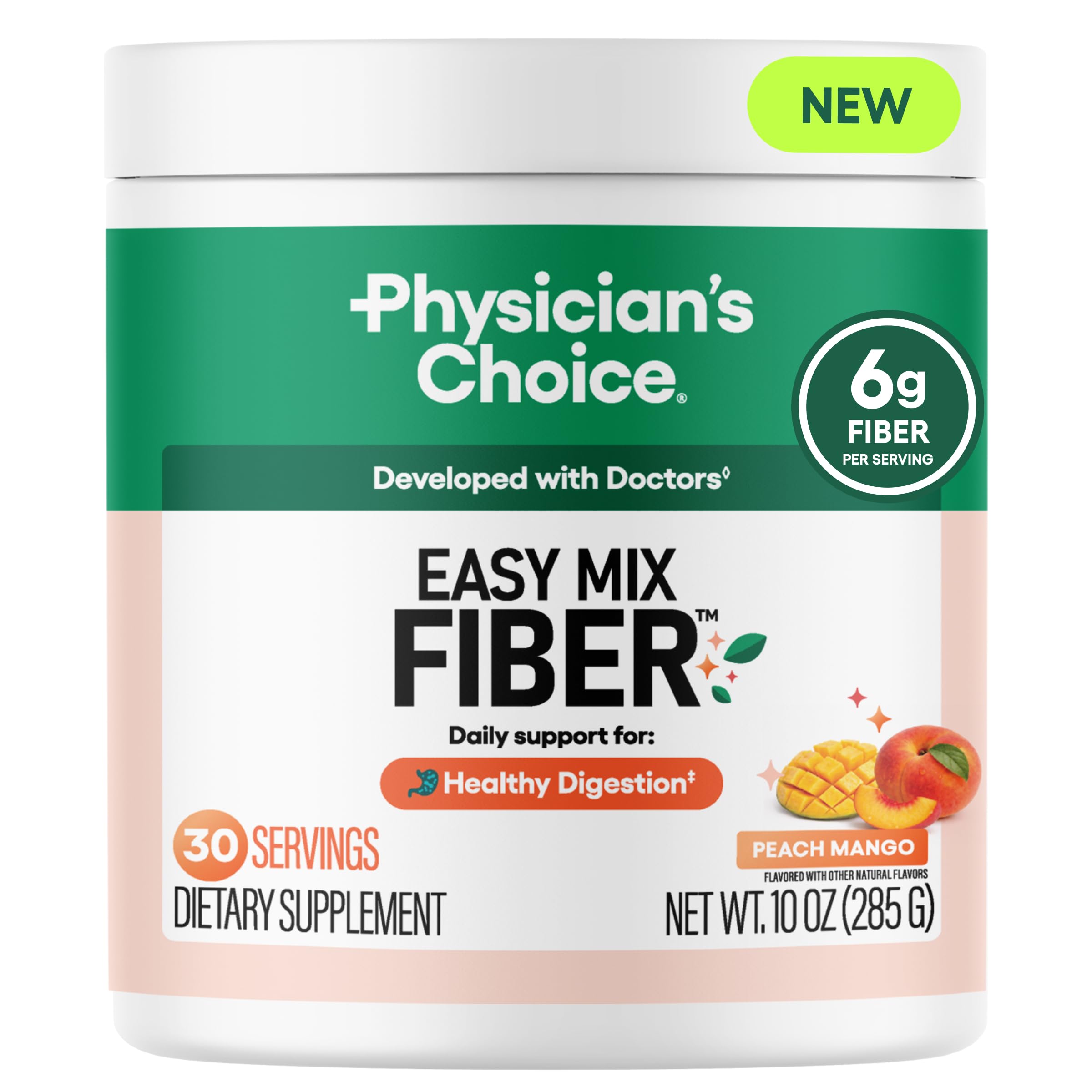 Physician's CHOICE Easy Mix Fiber for GLP-1 Support - No Grit & Sugar Free - Daily Prebiotic Soluble Fiber Powder Supplement - Digestive Health & Regularity - for Women and Men - Unflavored - 7.1oz