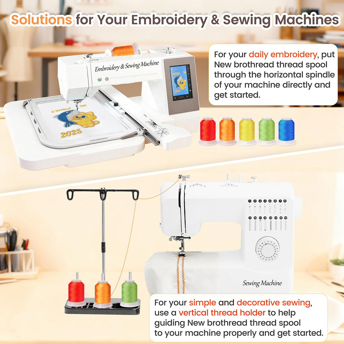 New brothread 40 Colors Polyester Embroidery Machine Thread Kit